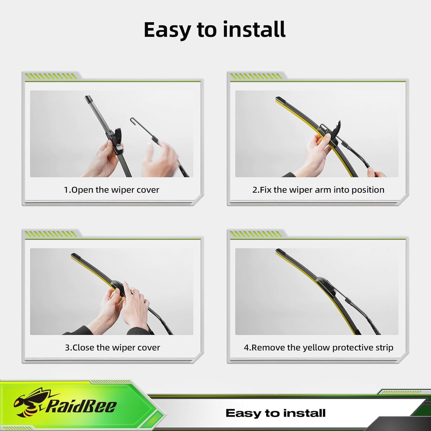 Raidbee® 26"+26" Windshield Wiper Blades Replacement for Ford Fusion 2013 2014 2015 2016 2017 2018 2019 2020 Genuine OEM Quality 2 Pack - Colors A