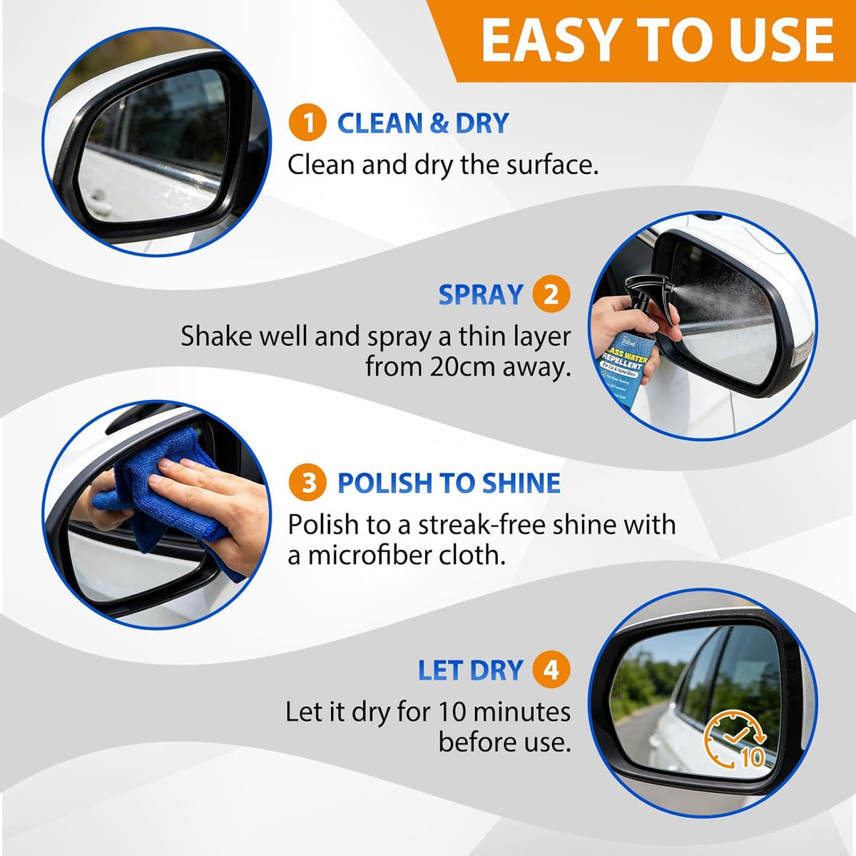 Anti-Fog & Water Repellent for Car Windshield, Windows, Glass & Mirrors Defogger and Rain Repellent Treatment Hydrophobic Coating for Clear Vision Prevents Interior Fog - Pack of 2