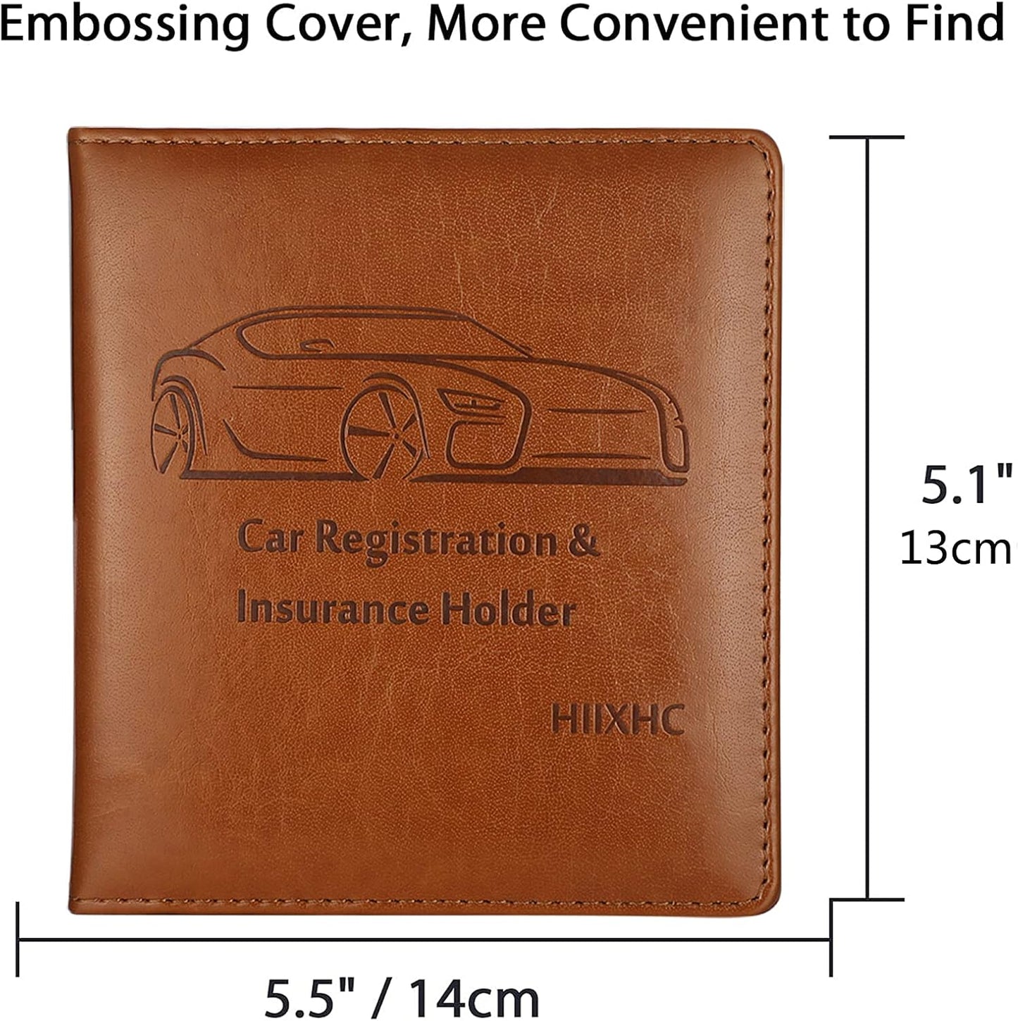 Car Registration and Insurance Card Holder - Leather Vehicle Glove Box Automobile Documents Paperwork Wallet Case Organizer for ID, Driver's License, Key, Cards - Car Accessories for Women&Men