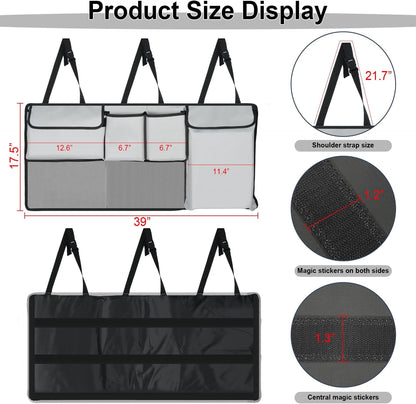 UYYE Trunk Hanging Organizer, Backseat Bag, Car Interior Accessories with 4 Pockets & 2 Mesh Pouches for Groceries, Will Provide More Storage Trunk Space for SUV, Jeep, MPVs