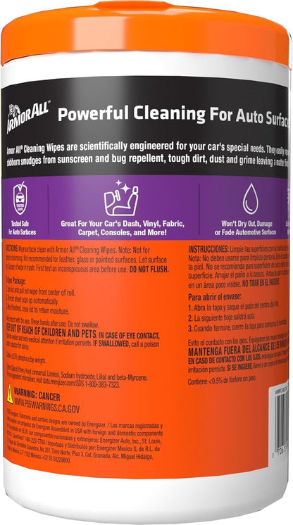 Armor All Car Cleaning Wipes 90-Count - Convenient Car Interior, Dashboard, Leather, Fabric & Vinyl Wipes, Gift for Car Lovers