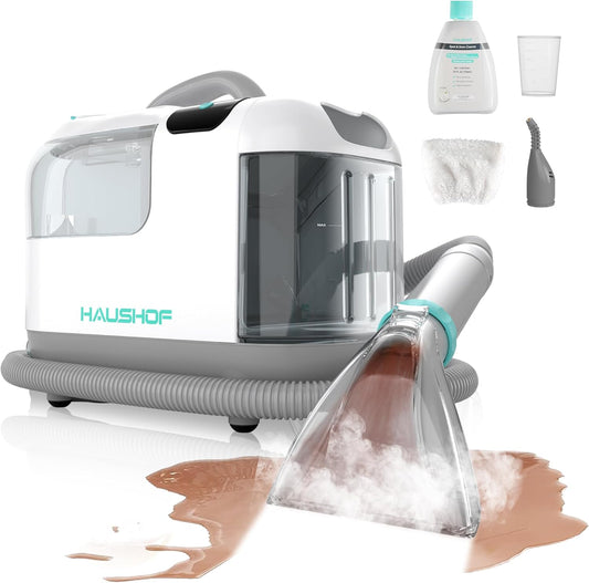 HAUSHOF 3-in-1 Steam Portable Carpet and Upholstery Cleaner Machine, Instant Heating Portable Carpet Cleaner with Steam & HotWater & Cold Water System, Steam Vacuum Cleaner for Cars, Furniture, Couch