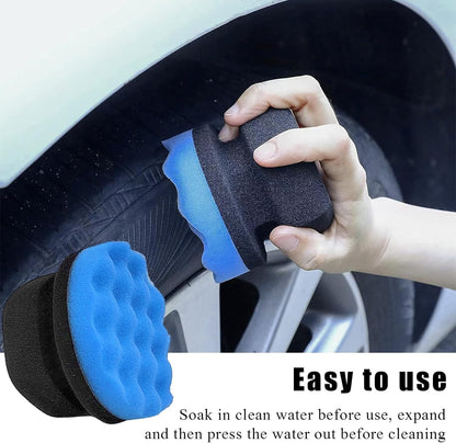 KVAEY 2 PCS Tire Dressing Applicator Pads, Reusable Hex Grip Tire Shine Applicator Polishing Sponge Pads, Wheel Tire Shine Detailing Foam for Most Vehicles, Car Accessories (Black, 3.15")
