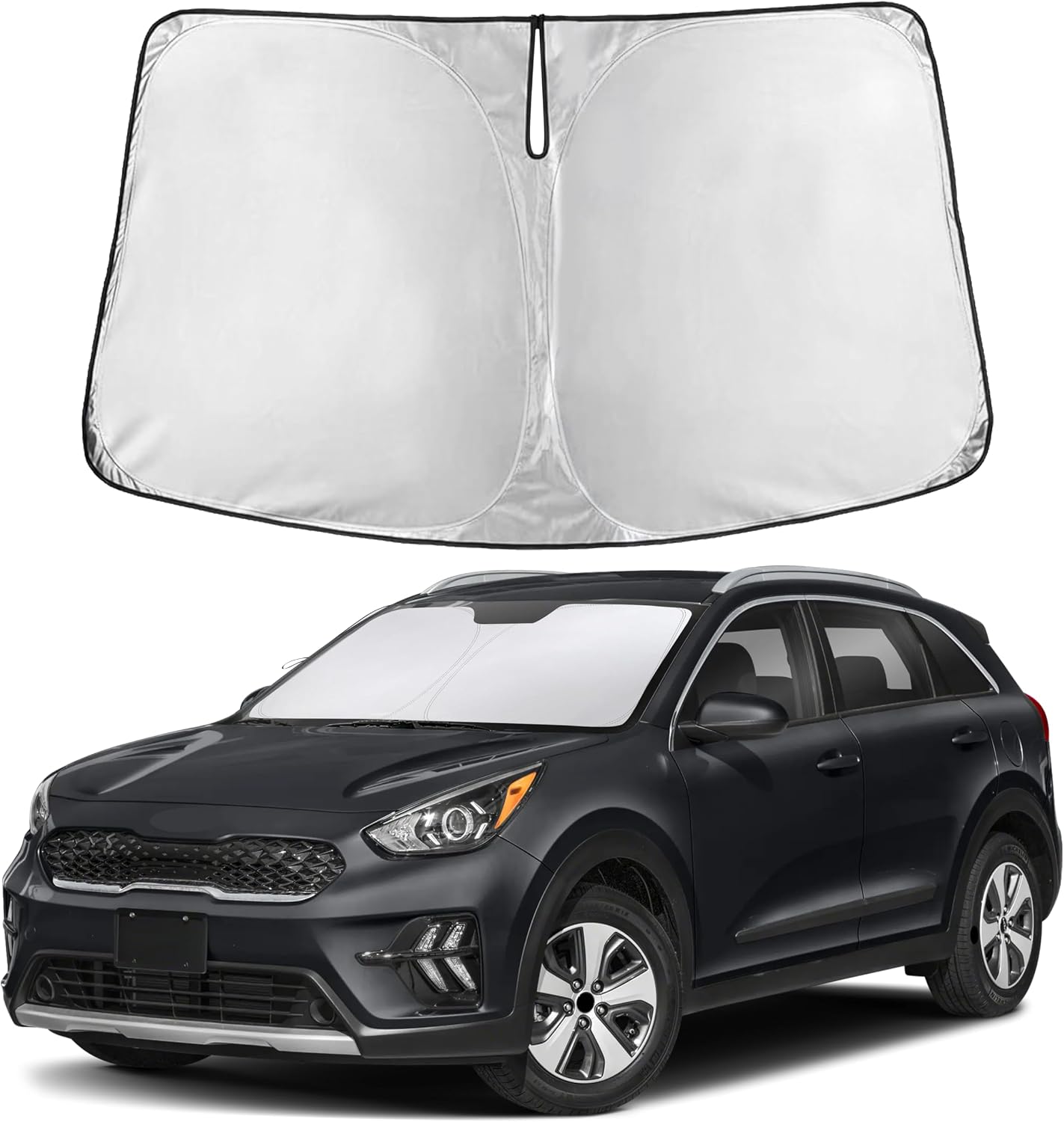 EcoNour Car Windshield Sun Shade | 2025 Upgraded Innovative No-Light-Pass Technology for Maximum Coverage | Foldable Sun Shade Keeps Your Vehicle Cool | Must-Have Car Accessories | Small (59" x 29") - Colors L