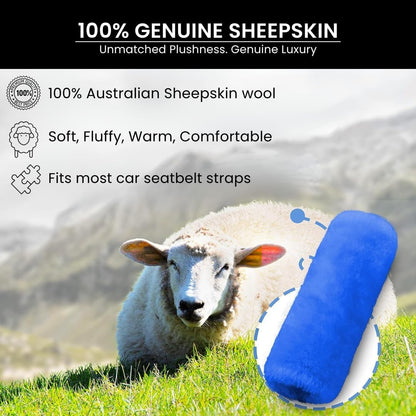 Andalus Brands 2 Pack Genuine Merino Wool Sheepskin Seat Belt Cover – Soft Shoulder Pad, Neck Cushion Protector – Authentic Car Accessories (Pearl)