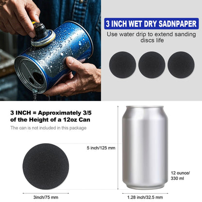 133 PCS Sanding Disc Drill Polishing Kit Sanding Attachment, 3 Inch Wet Dry Headlight Restoration Kit, Hook and Loop Sandpaper Buffing Pads with Rotary Tools for Car Wood Metal Glass Resin Expoxy