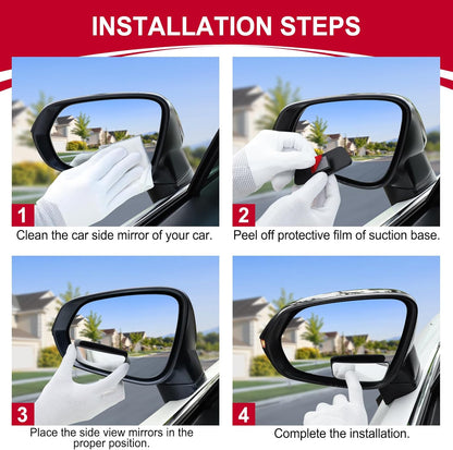 LivTee 2PCS Round Blind Spot Mirror, HD Glass and ABS Housing Convex Wide Angle Rearview Mirror with Adjustable Stick for Universal Car, Black