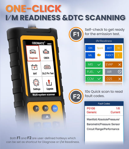 OBD2 Scanner with ABS SRS Transmission, Reset Fault Lights | Check Engine Code Reader with Full OBDII Functions | DLC Pin Test | Battery Voltage Check, Car Diagnostic Tool