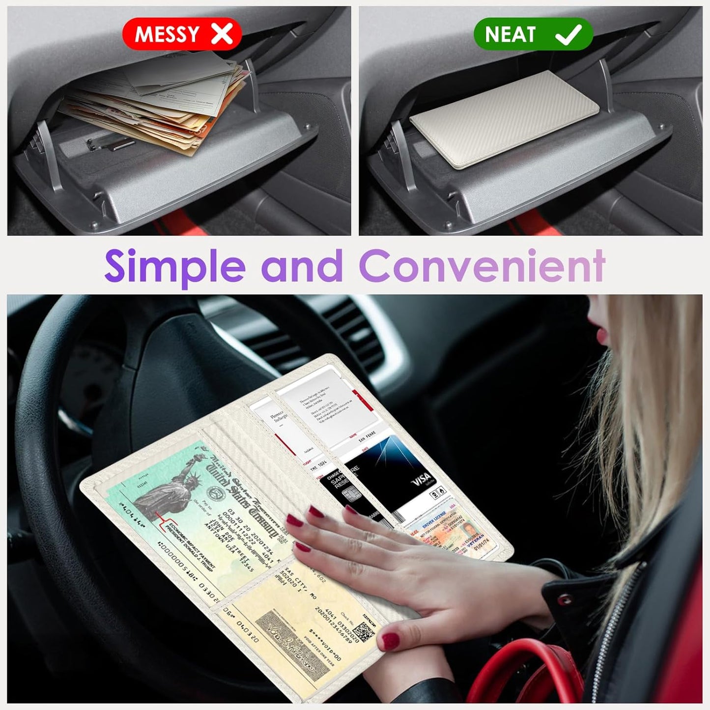 Car Registration and Insurance Holder，Colour Patterns Men Women Car License Document Registration and Insurance Card Holder