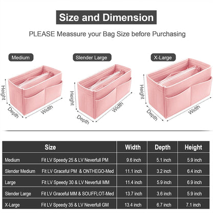 OMYSTYLE Purse Organizer Insert, Felt Tote Bag Organizer Insert with 5 Sizes, Handbag Dividers for Inside Purse, Compatible with Longchamp, Neverful, Speedy and More