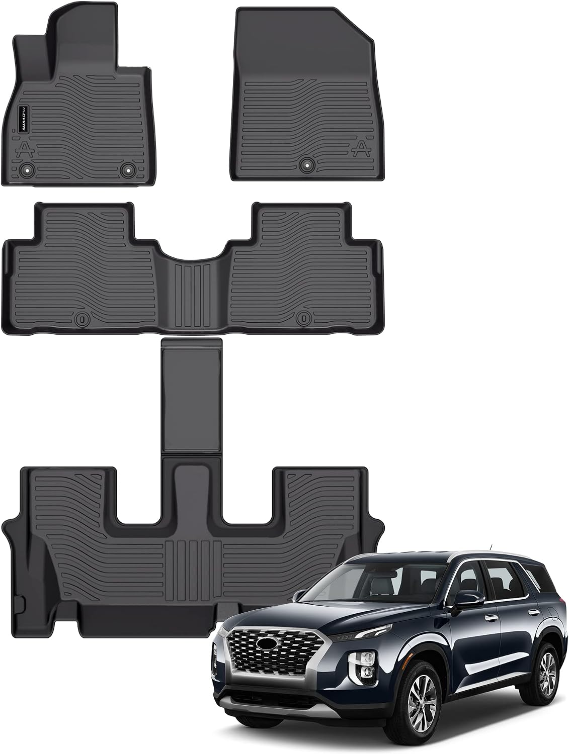 Auxko All Weather Floor Mat & Cargo Mat Fit for 2026 2025 2024 2023 2022 Hyundai Tucson Hybrid(Not PHEV) TPE Liner Tucson Accessory Set All Season Odorless Anti-Slip Floor Liner