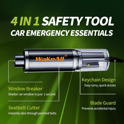 Window Breaker Seatbelt Cutter, Emergency 2‑in‑1 Car Escape Keychain Tool, Safe Hammer Glass Breaker Under Water–Compact, Durable Emergency Rescue Device for Drivers & First Responders, Premium Black