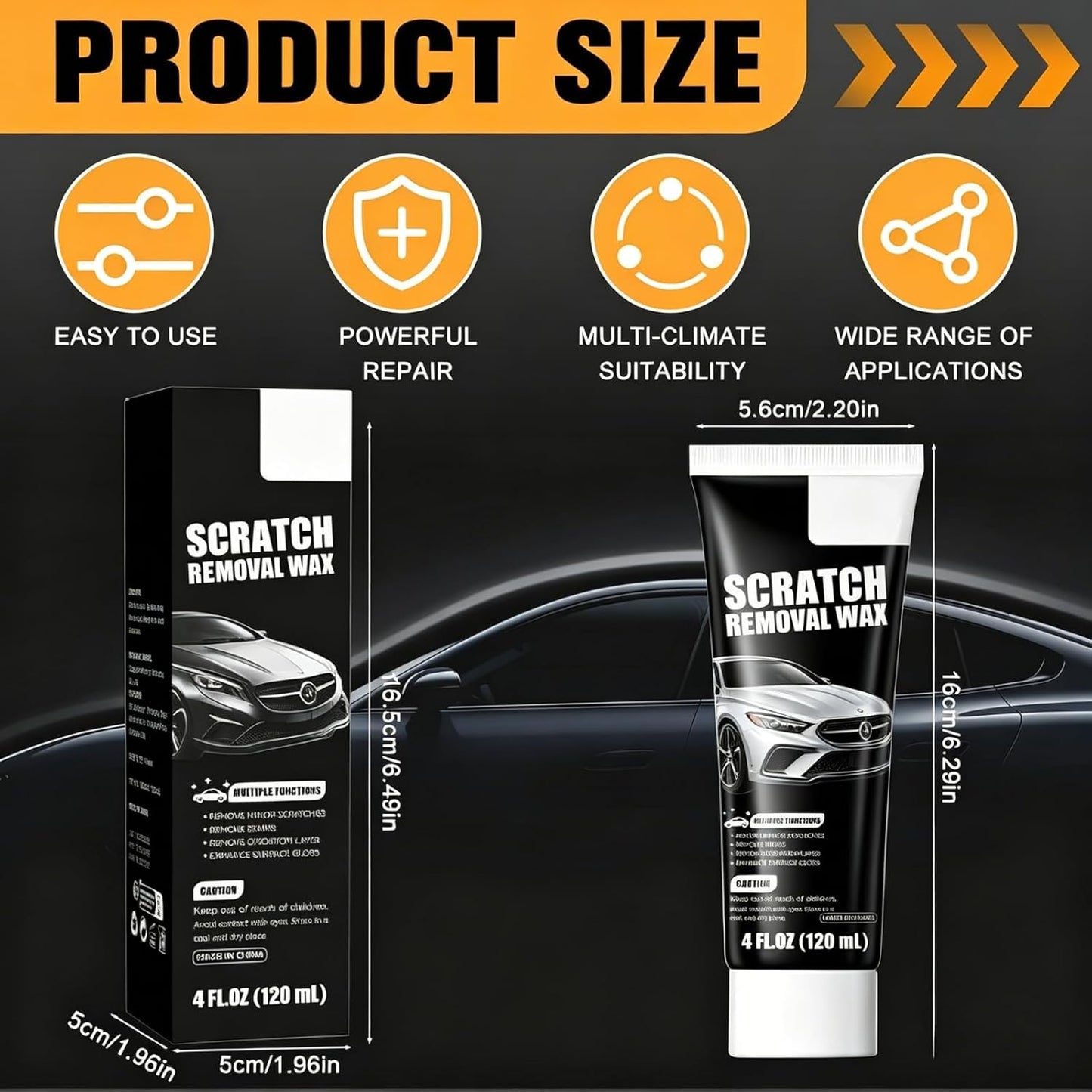 2pcs SCRATCHREMOVAL Wax Car Scratch Remover Wax,Universal Premium Polishing Compound for Deep Scratches,Car Scratch Repair Tool, (120 Ml) 4 Fl Oz with Sponge+ rag