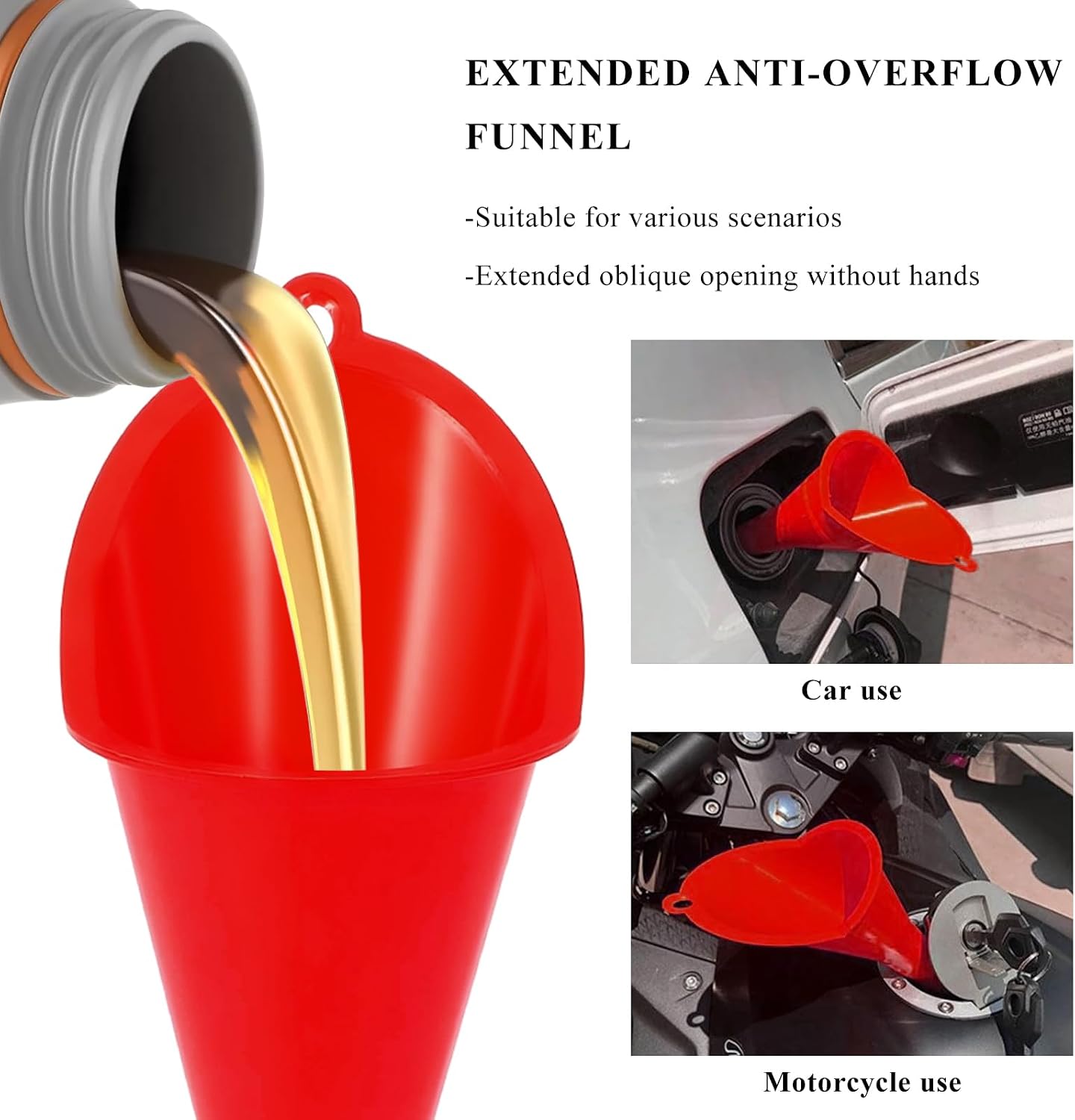 Oil Funnel, Multi-Purpose Plastic Long Neck Oil Funnel, Automotive Use Funnels for Filling Oils Lubricants Water Diesel, Kitchen Funnels for Filling Bottles Jars (Black)