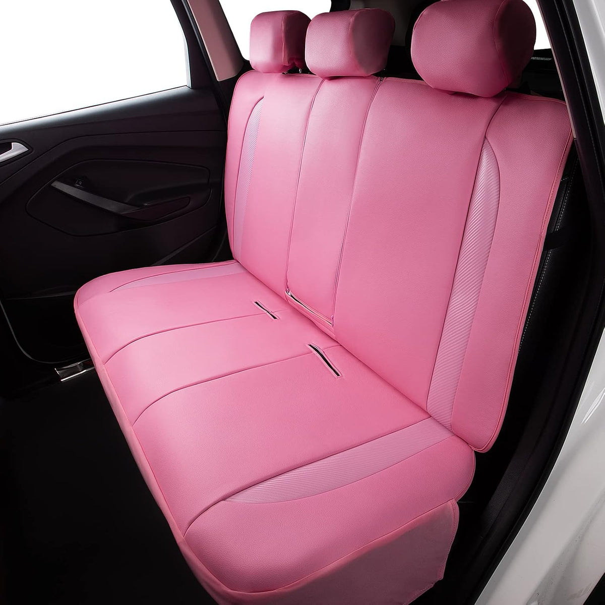 Flying Banner Carbon Fiber Leather Vehicle Seat Covers, Leopard Gray Black, Universal Fit - 8PCS