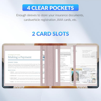 Car Registration and Insurance Card Holder，Vehicle Glove Box Car Organizer，Accessories Case for Storing Driving Licences, Cards, Documents