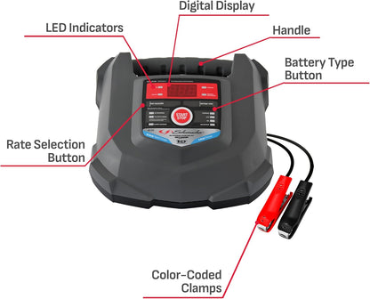Schumacher Electric Car Battery Charger 12V/6V - Trickle Charger, Maintainer for Automobile & Marine Batteries (AGM/Gel/Deep Cycle) - SC1280