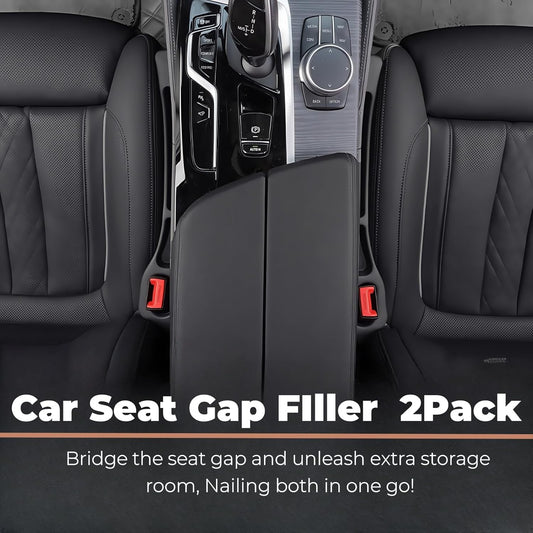 BESTKEE Car Seat Gap Filler 2 Pack, No Drop Seat Gap Plug with Dual Storage Slots, Blocks Phones Keys Coins, Flexible EVA Console Gap Filler Auto Accessories for Cars SUVs Trucks