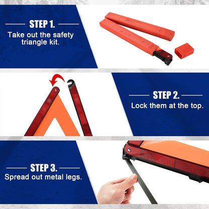NYXOVA Warning Triangle Kit with Reflective Warning Vest, Reflective Warning Road Safety Triangle Kit, Foldable Safety Triangle Kit Road Emergency Warning Reflector
