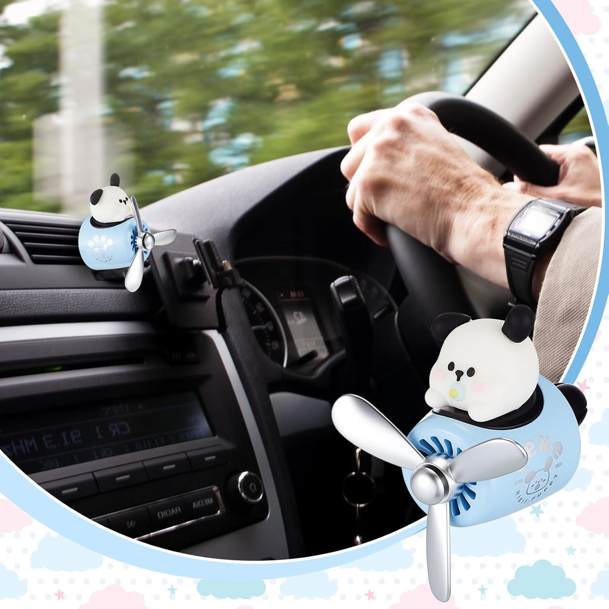 Tallew Car Air Freshener Cute Duck Car Vent Clip Diffuser with Rotating Propeller Outlet Vent 2.5" x 2.4" x 2.1" Easy to Install Included 2 Scents Aroma Tablets Aromatherapy Ornament Auto Accessories
