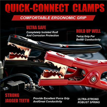 Jumper Cables for Car,8 Gauge 12 Feet Heavy Duty Booster Cable,Quick Connect Automotive Wires with Alligator Clamps,Carrying Bag for Cars Trucks