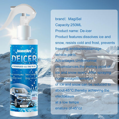 JoanofArc Deicer Spray for Car Windshield, Window Snow Spray, Instant Ice Melt, Deicer for Car Windshield, 250ml Multi-Purpose Melters, Winter Car Essentials for Fast Removing Snow, Ice and Frost