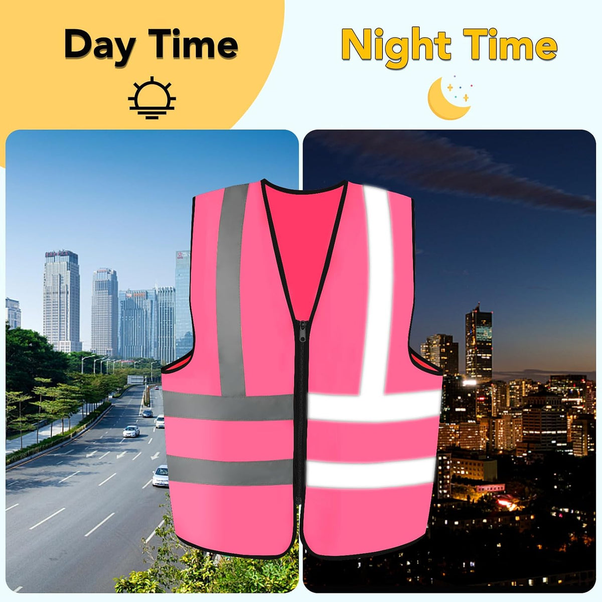BURVAGY 3-Pack Reflective Safety Vest For Women Men - High-Visibility Safety Vest with 2in Reflective Strips for Emergency, Construction, and Safety Use (Green XX-Large)