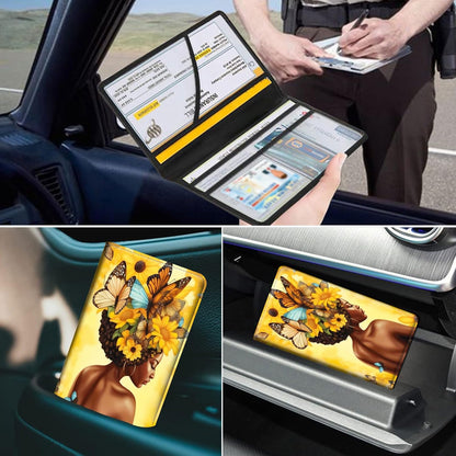 Car Registration and Insurance Holder, Leather Car Glove Box Organizer, Cool Car Accessories for ID, Driver's License Cards & Essential Document, business cards, Men&Women, Retro Audio Cassette