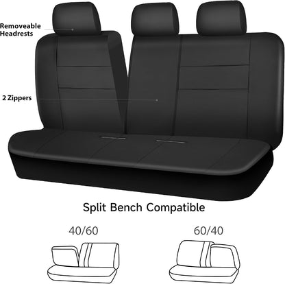 CAR PASS Faux Leather Car Seat Covers Front Seats Only, 3D Foam Support Car Seat Covers, Universal fit for Trucks Vans SUVs Sedans Automotive Comfortable, Airbag Compatible 2 Pieces Front Solid Black