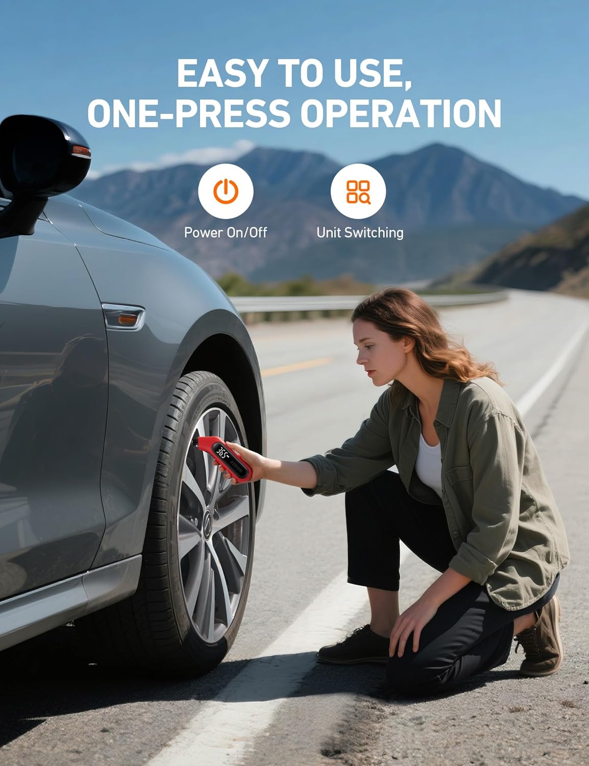 AstroAI Digital Tire Pressure Gauge 3-300PSI Calibrated to ANSI B40.7 Grade 2A (0.5%), Backlight and Flashlight, Presta Valve Adaptor Included, 4 Units, AAA Batteries, Orange