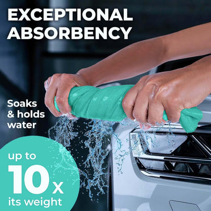 Premium XL Shammy Towel for Car - 2pk (34”x25”) - Super Absorbent Chamois Cloth - Spots & Scratch-Free - Reusable Car Drying Towels