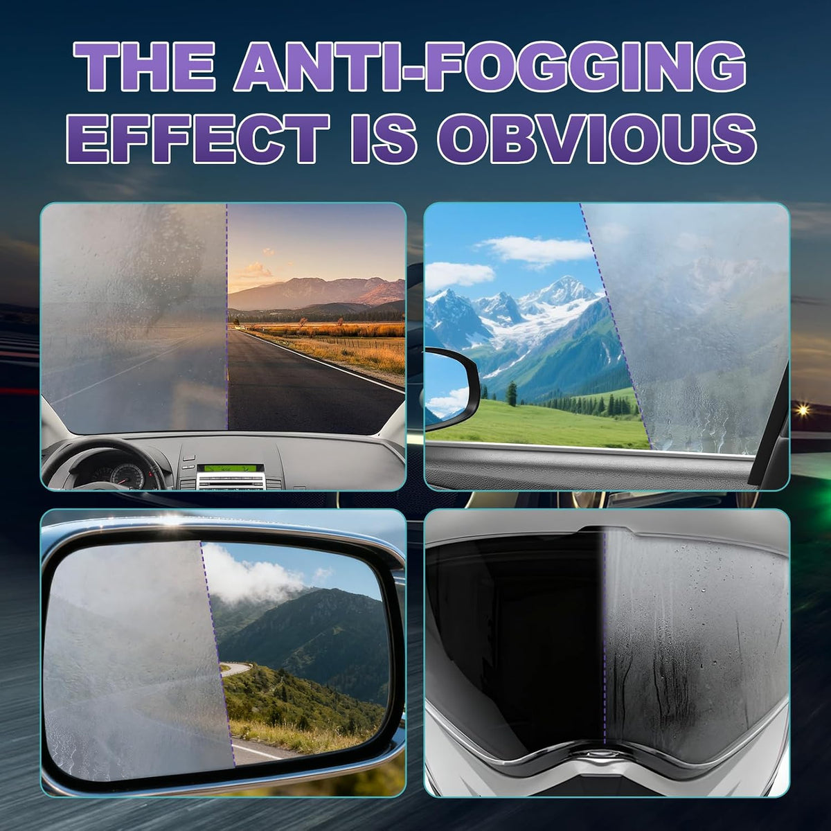 Glass Anti Fog Spray for Car Windshield, Interior Glass, Mirrors & Windows – Long-Lasting Defogger Prevents Fogging for Clear Vision, Safe Driving & Crystal Clear View – Easy to Use – 150ml / 5oz