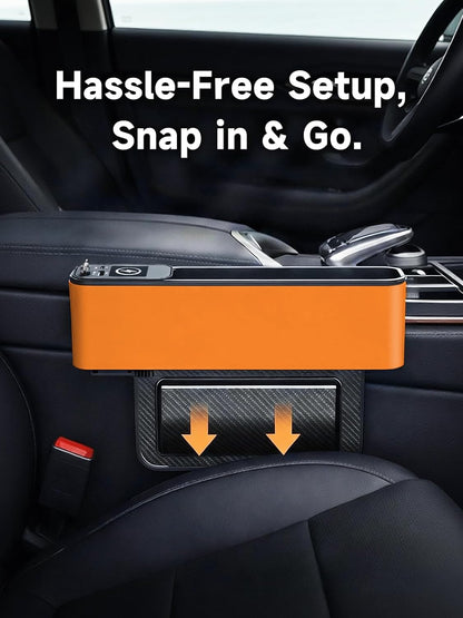 Elecshion Car Seat Gap Filler Organizer with 69W Retractable Car Charger, 2 USB Ports and 2 Charging Cable Car Seat Organizer, Seat Gap Storage Box for Sedans SUV Truck, Car Interior Accessories