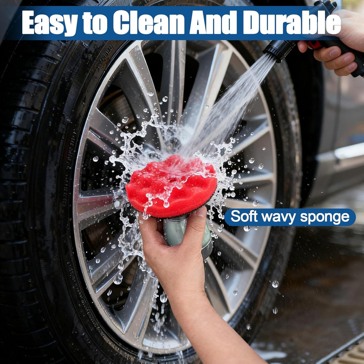 Flow Tire Shine Applicator, Reusable Car & Truck Tire Dressing Applicator, No-Drip Streak-Free Tire Shine Applicator Pad, Car Detailing Foam Sponge Pad for All Tire Shine & Gels(Black+Green)