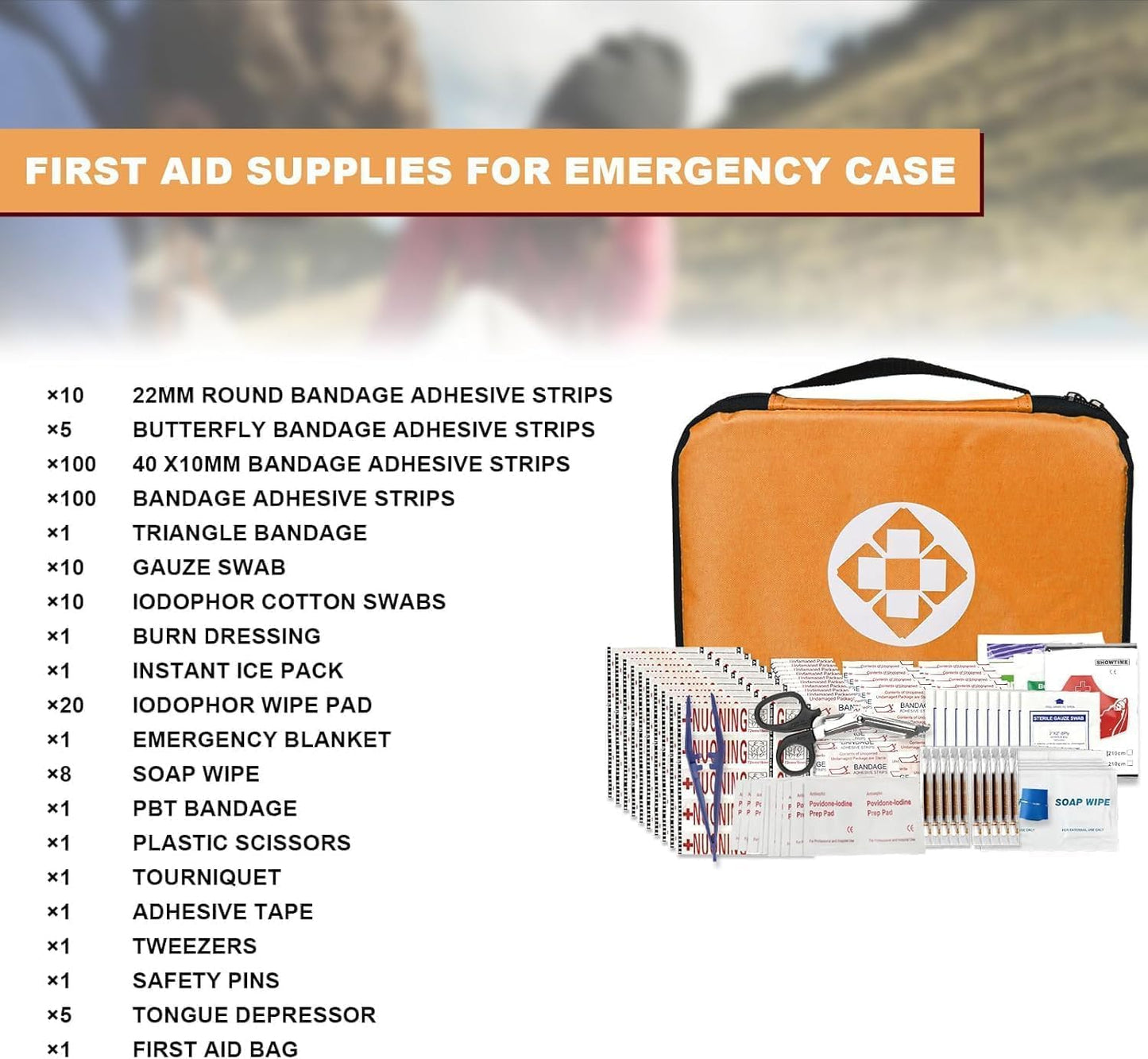 Travel-First Aid-Kit Car-Home 300PCS Survival-Kit Outdoor-Adventure - Small Portable Red Emergency Essential Sets Office Hiking Camping Business Public Must Have First Aid Gear Equipment 1st Aid