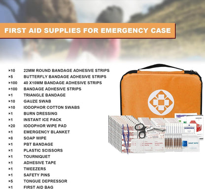 Travel-First Aid-Kit Car-Home 300PCS Survival-Kit Outdoor-Adventure - Small Portable Red Emergency Essential Sets Office Hiking Camping Business Public Must Have First Aid Gear Equipment 1st Aid