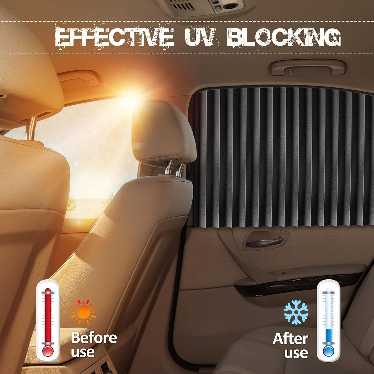 XCBYT Magnetic Car Side Window Shades 4 Pack, 100% Blackout Privacy | Blackout privacy for camping, naps & work. Keeps your car cool. Fits steel frames only, measure first. Handle magnets gently
