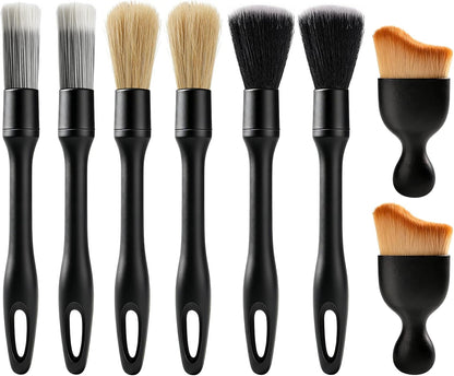 8PCS Car Detailing Brush Set, Ultra Soft Boars Hair Car Interior Detailing Brushes, Premium Car Wash Brush Kit for Professional Results ﻿Car Duster Interior or Exterior, Car Accessories Interior Tools