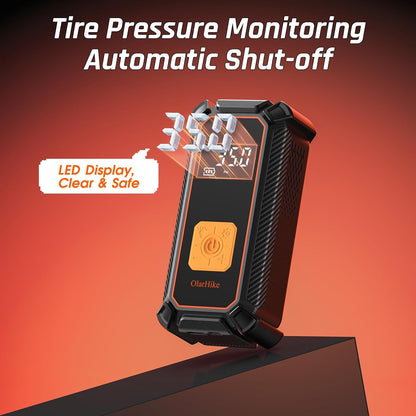OlarHike Tire Inflator Portable Air Compressor, Lightning-Fast Inflation, Dual Power - 6000mAh & 12V DC, Cordless Air Pump for Car Tires, Bikes, Motorcycle, Balls with LED & Digital Pressure Gauge