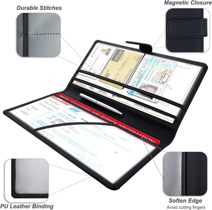 RSAquar Car Registration and Insurance Holder, Vehicle Glove Box Organizer Cool Car Accessories, Auto Truck Document Holder for Cards, Driver License, Black Glitter