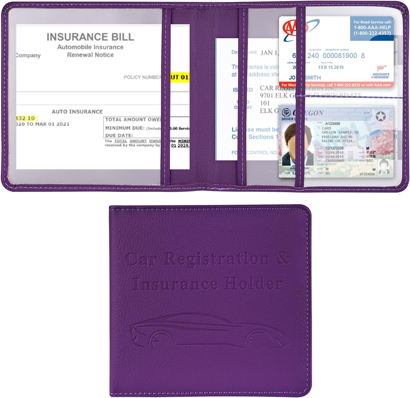 Car Registration and Insurance Holder, Car Accessories Vehicle Glove Box Car Organizer Women Wallet Case for Cards, Essential Document, Driver License by Cacturism, Pink | for Cards