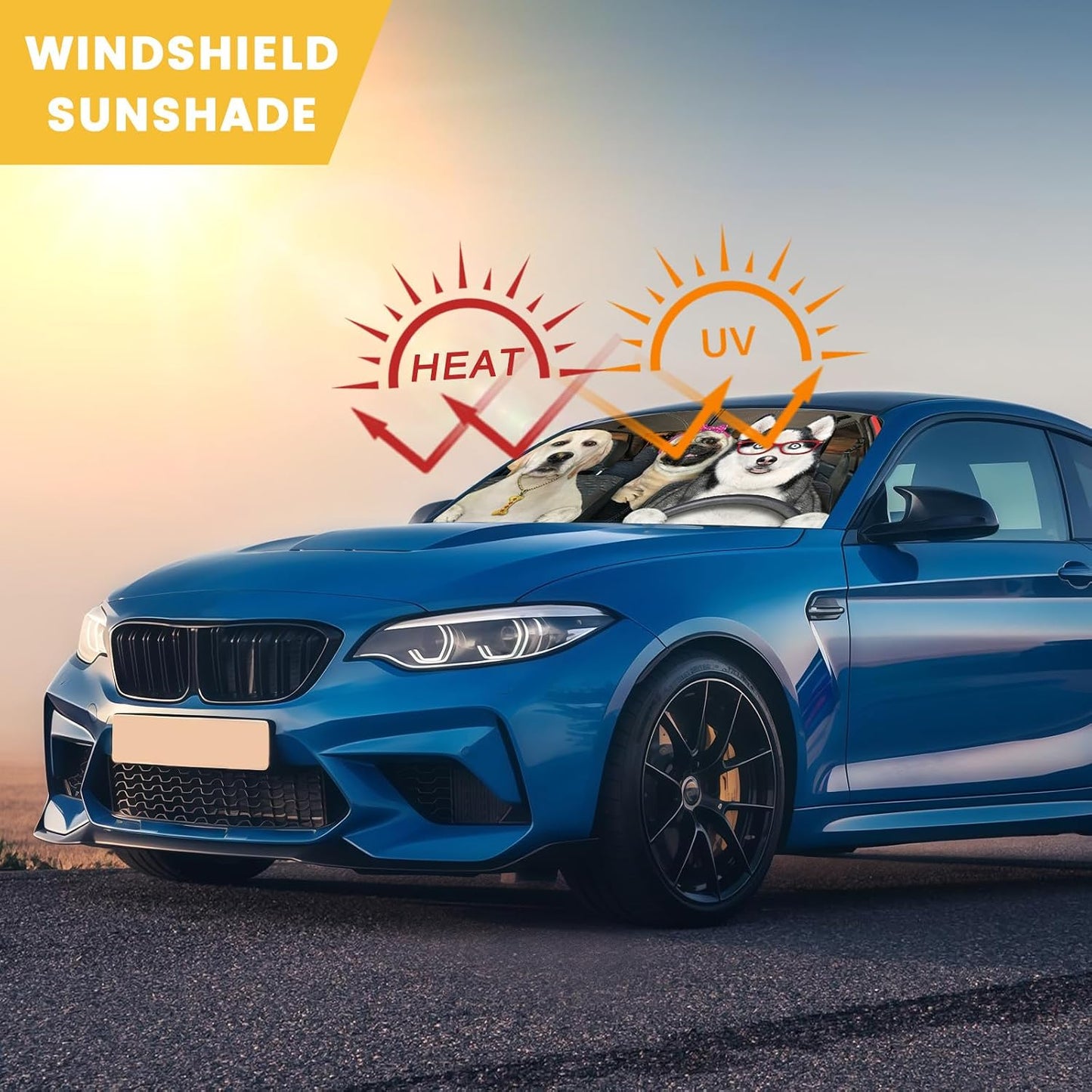 Iridescent Sun Shade for Car Windshield, Foldable Universal Car Windshield Upgrade Sunshade Enhanced UV Rays Reflective Sun Visor Shade Keeps Vehicle Cool