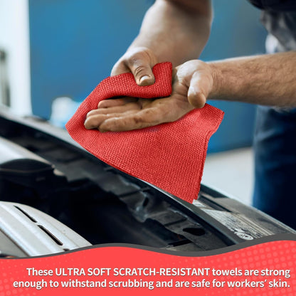 Microfiber Cleaning Cloth, 100 Pack Cleaning Rags Microfiber Towel Bulk Absorbent Lint-Free Wash Cloths, All-Purpose Shop Towels for Cars, Automotive, Garage, Home & Kitchen 11.5"*11.5"