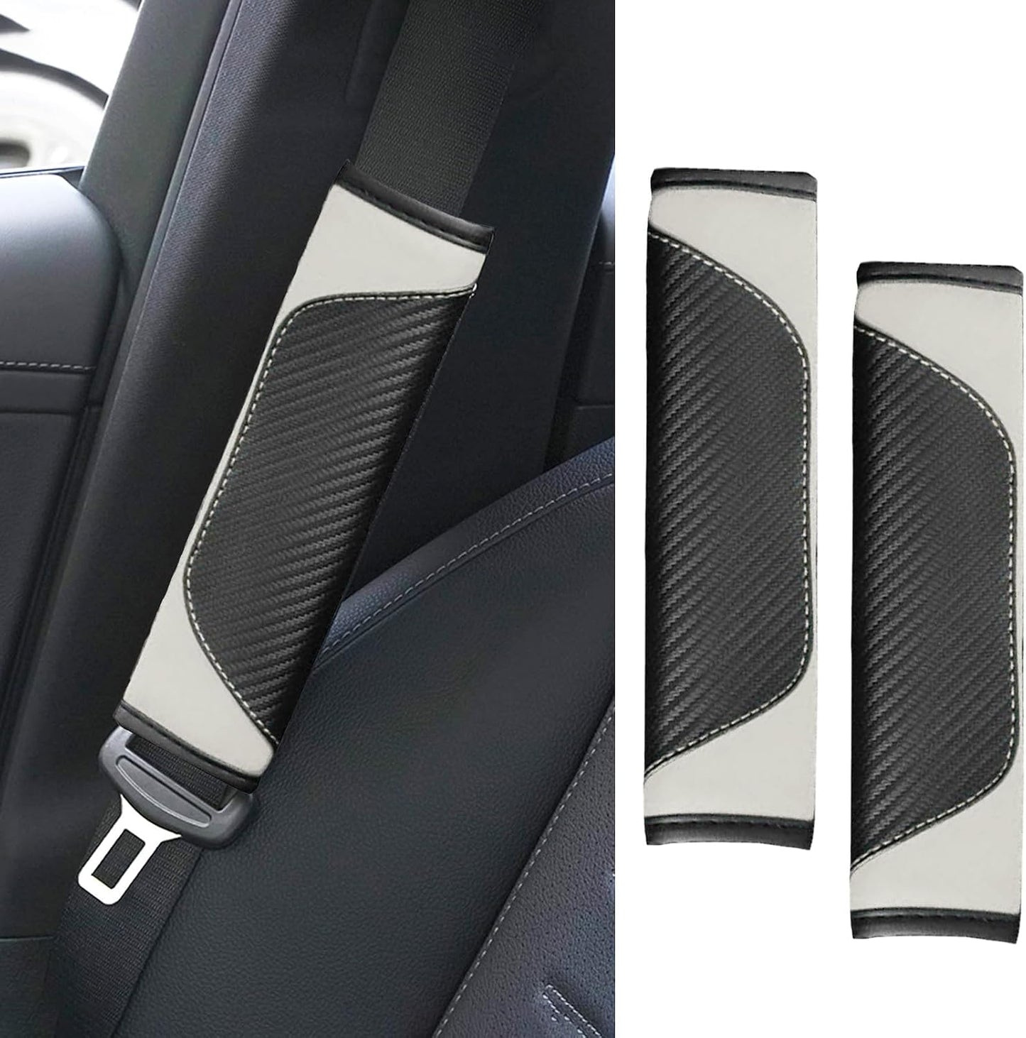2PCS Car Seat Belt Cover Pad, Soft Carbon Fiber Leather Seatbelt Shoulder Protector for a More Comfortable Driving, Universal Safety Belt Strap Cover to Protect Your Neck (Blue)