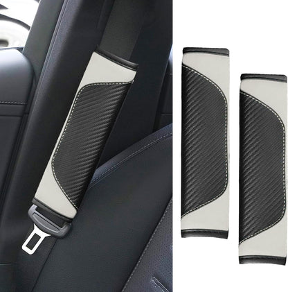 2PCS Car Seat Belt Cover Pad, Soft Carbon Fiber Leather Seatbelt Shoulder Protector for a More Comfortable Driving, Universal Safety Belt Strap Cover to Protect Your Neck (Blue)