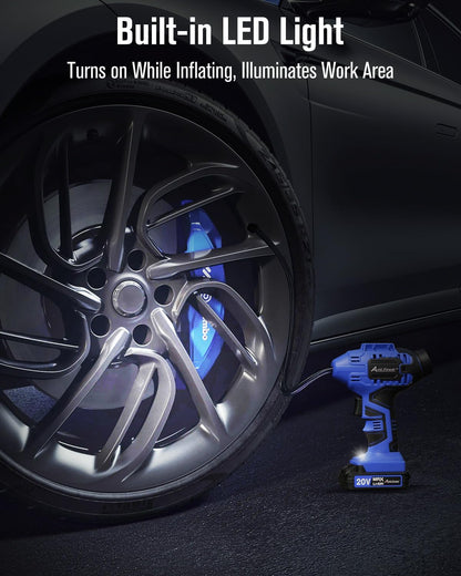 AVID POWER Tire Inflator Portable Air Compressor, 20V Cordless Car Tire Pump, Rechargeable Battery Powered Air Compressor w/12V DC Adapter, Digital Pressure Gauge