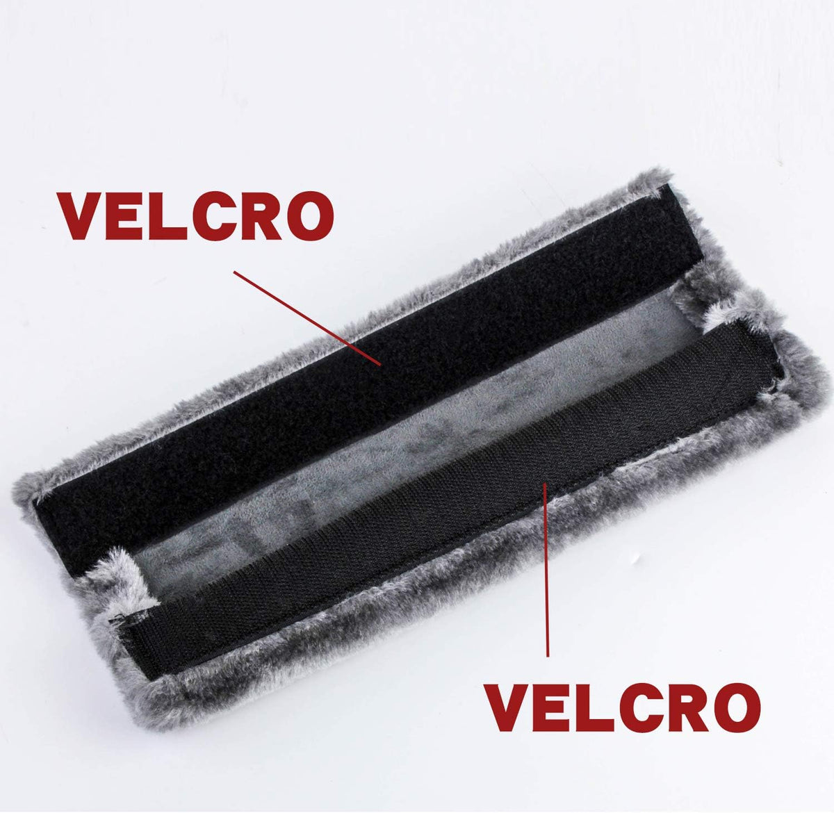 Amooca Soft Faux Fur Universal Fit Seatbelt Cover Car Truck SUV Airplane Seat Belt Shoulder Pad for Carmera Backpack Straps Neck Cushion Protector 2 Pack 10.5in Dark Gray