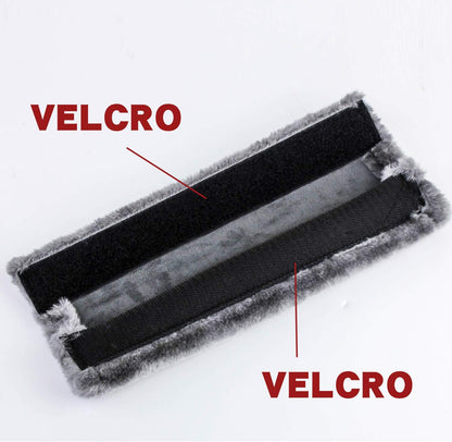 Amooca Soft Faux Fur Universal Fit Seatbelt Cover Car Truck SUV Airplane Seat Belt Shoulder Pad for Carmera Backpack Straps Neck Cushion Protector 2 Pack 10.5in Dark Gray