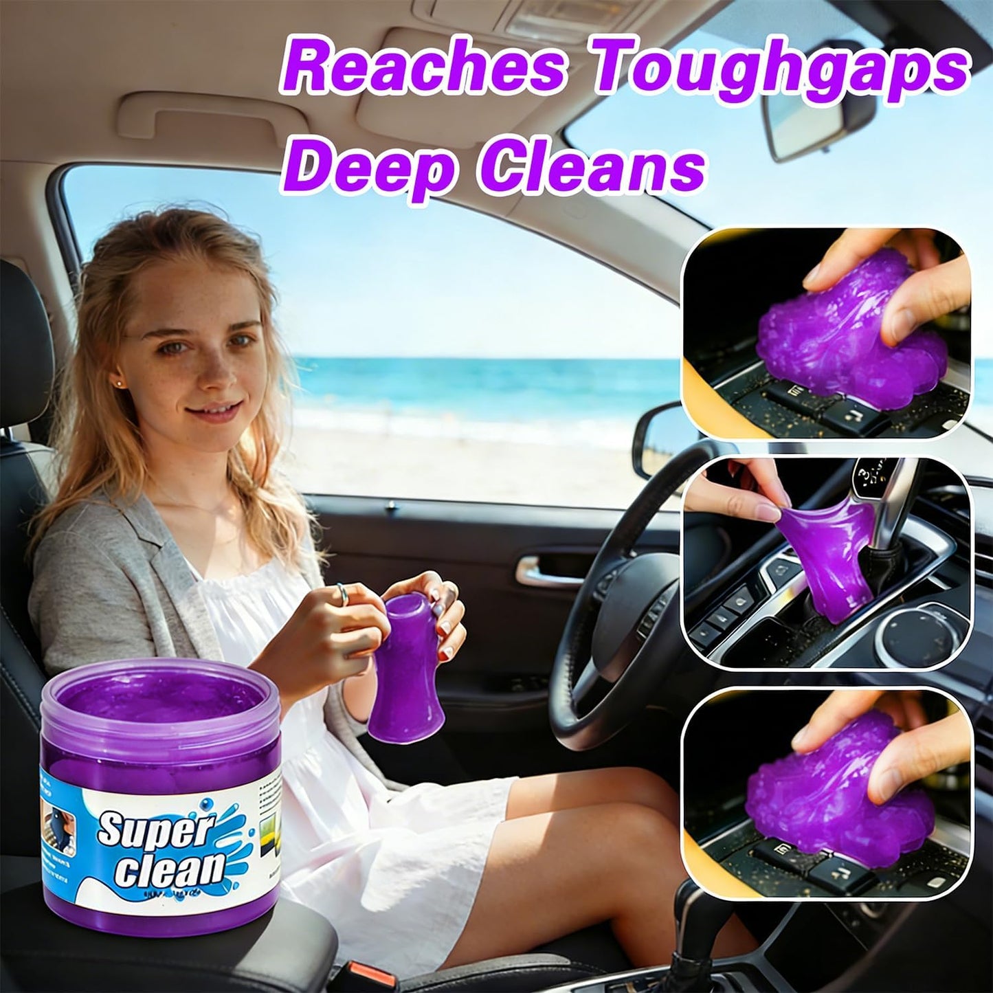 2-Pack Car Cleaning Gel, Universal Interior Detailing Putty Slime, Dust Remover for Car Vents, Dashboard & Keyboard, Ideal Gift for Men & Women