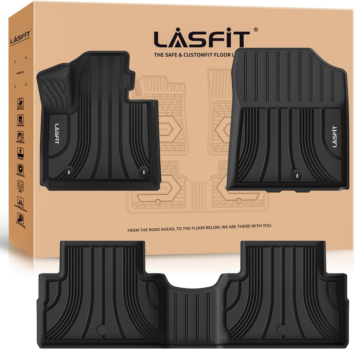 LASFIT Floor Mats Fits for Hyundai Sonata 2020-2026 (Only for FWD & Gas) & Kia K5 2021-2025 (Only for FWD) Custom Fit TPE All Weather Floor Liners Car Mats Accessories, Black